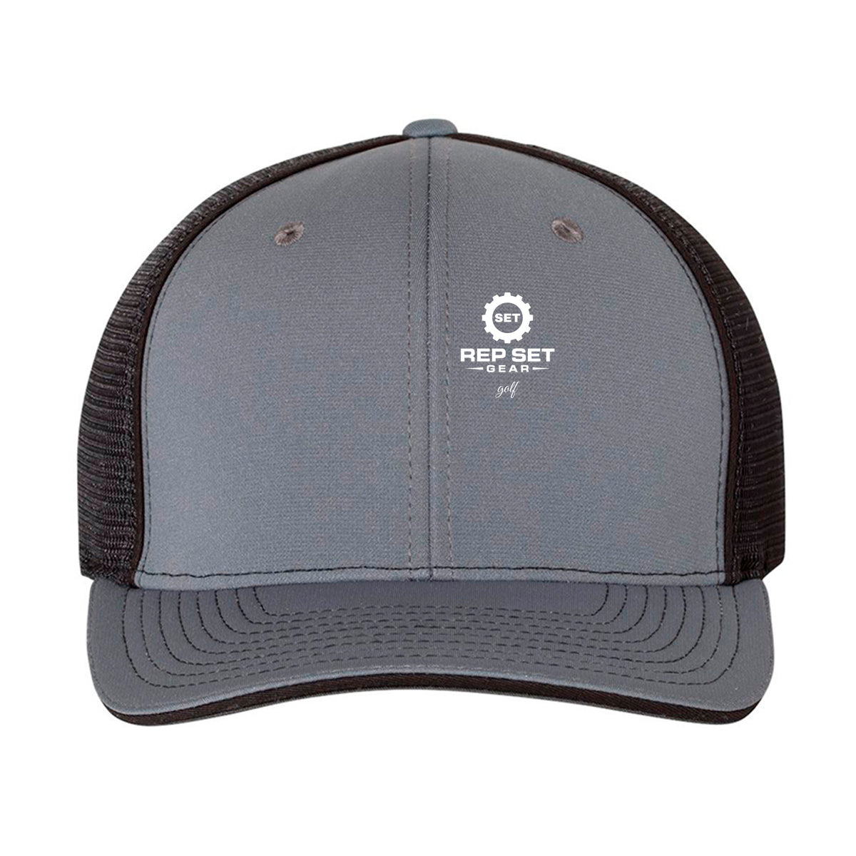 Black Trucker Hat – White Logo – back view