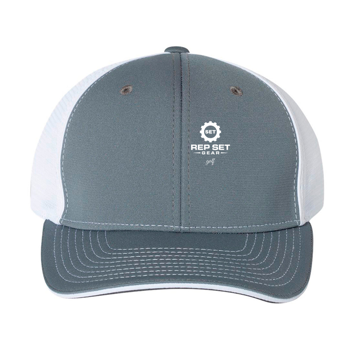 Black Trucker Hat – White Logo – back view