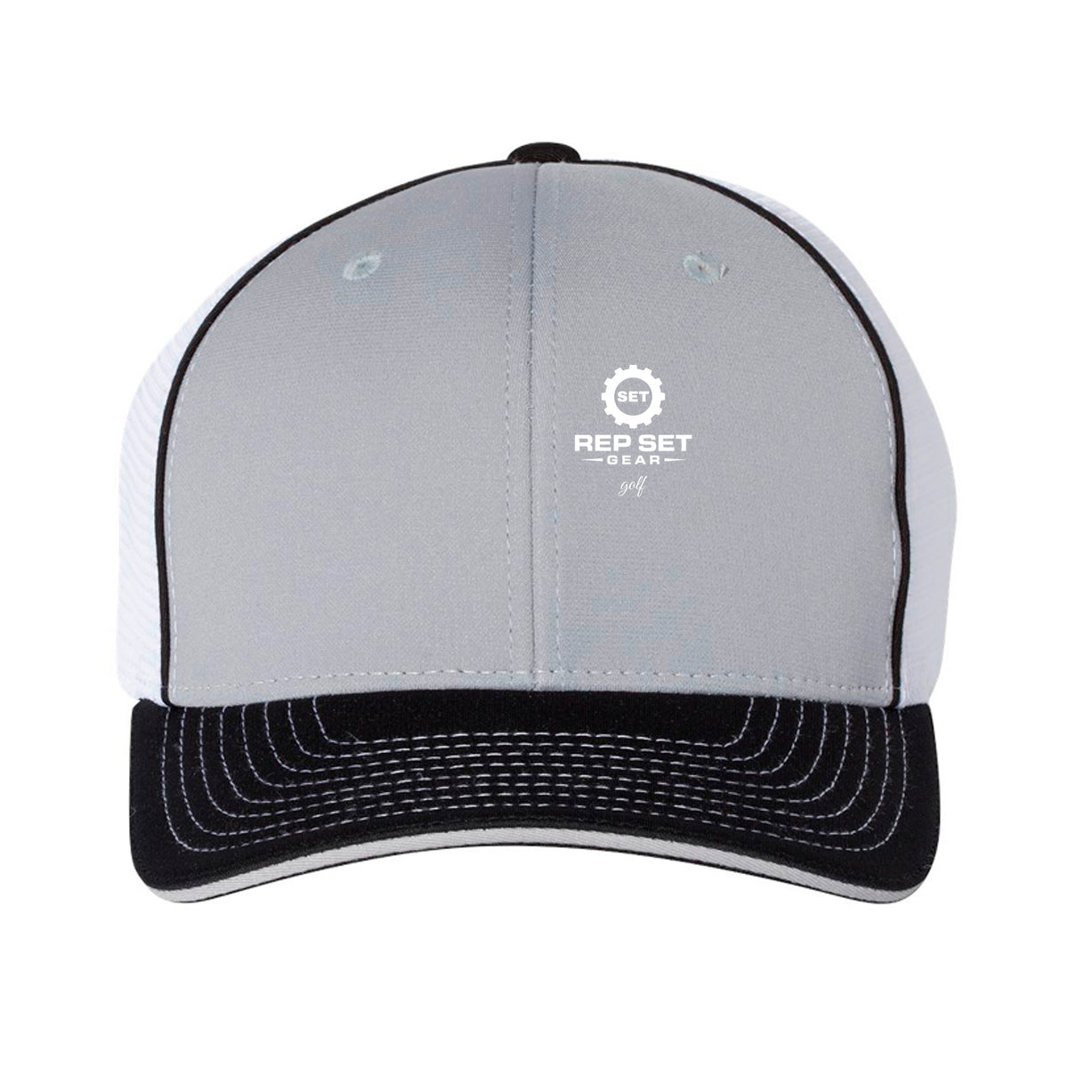 Black Trucker Hat – White Logo – back view